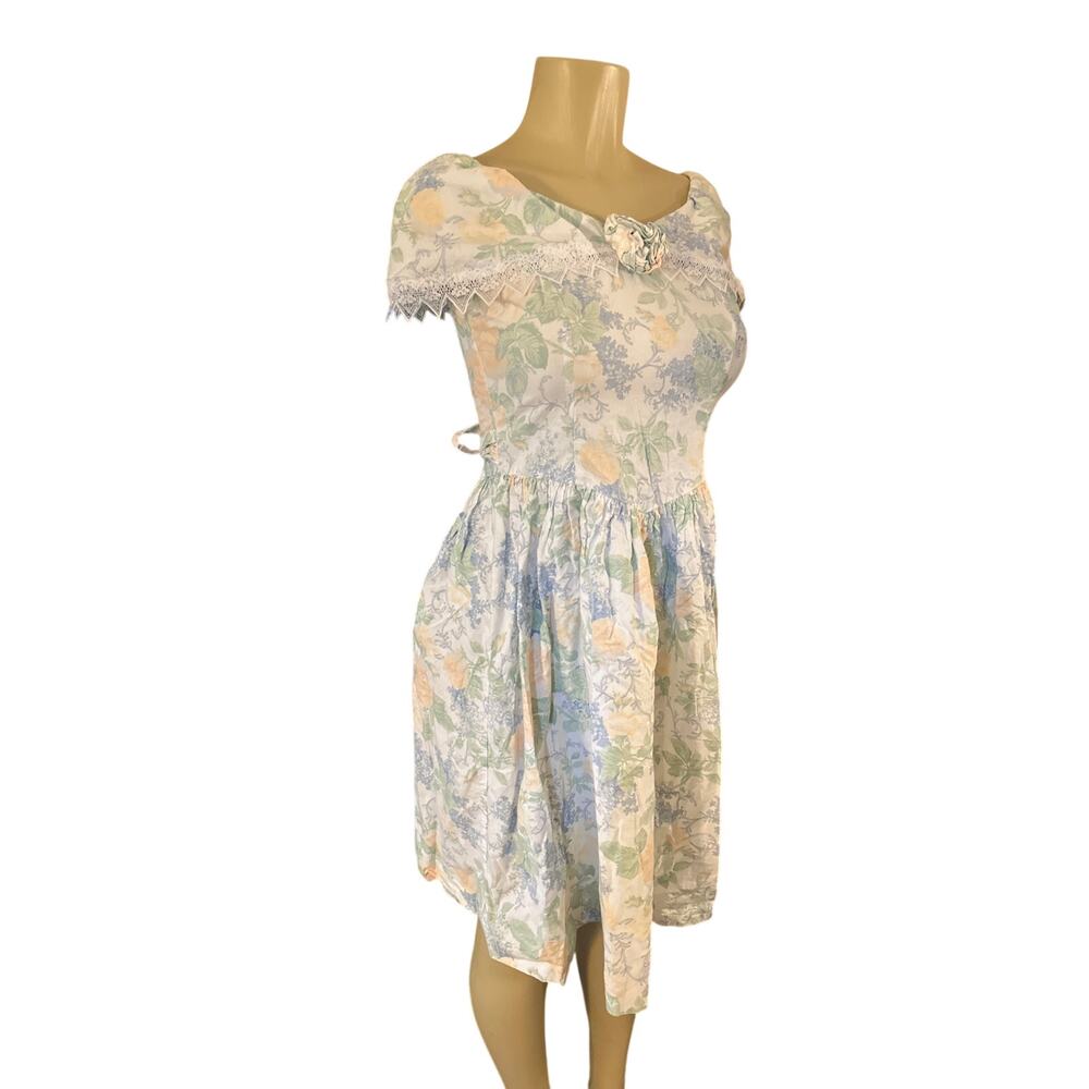 Vintage Girls 14 Jessica McClintock Gunne Sax Floral Dress Cottagecore Prairie